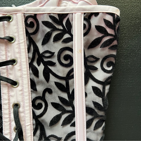 Vintage Y2K Hoss International Corset Top Size Medium-Mesh Velvet Bustier - Picture 12 of 16